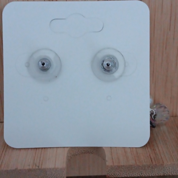 Silver Tone Rhinestone Beaded Dangle Earrings - Picture 6 of 7